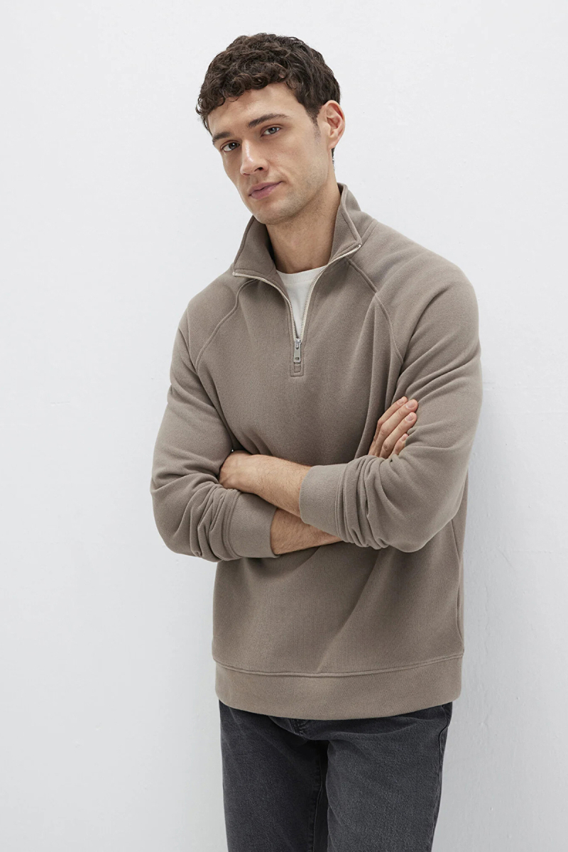 Mavi Erkek Yarı Fermuarlı Pamuklu Sweatshirt M0S10483 Fındık Fındık