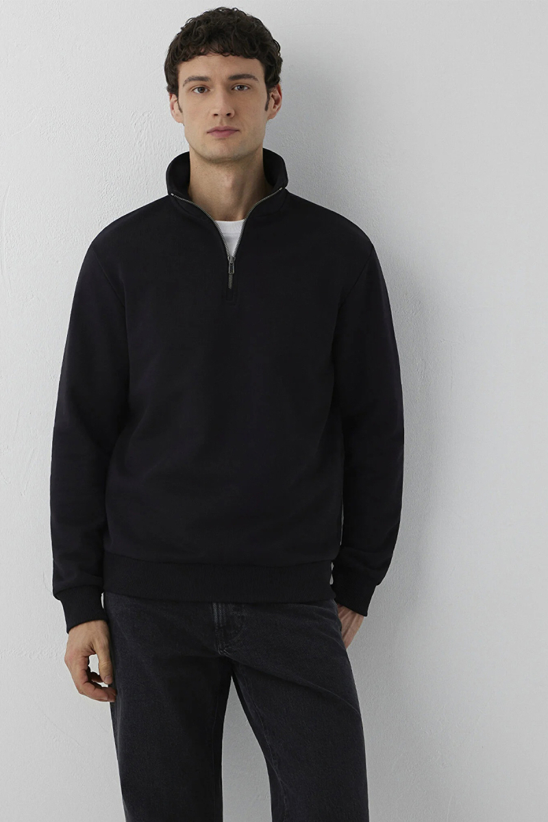 Mavi Erkek Yarı Fermuarlı Sweatshirt M0S20027 Siyah Siyah