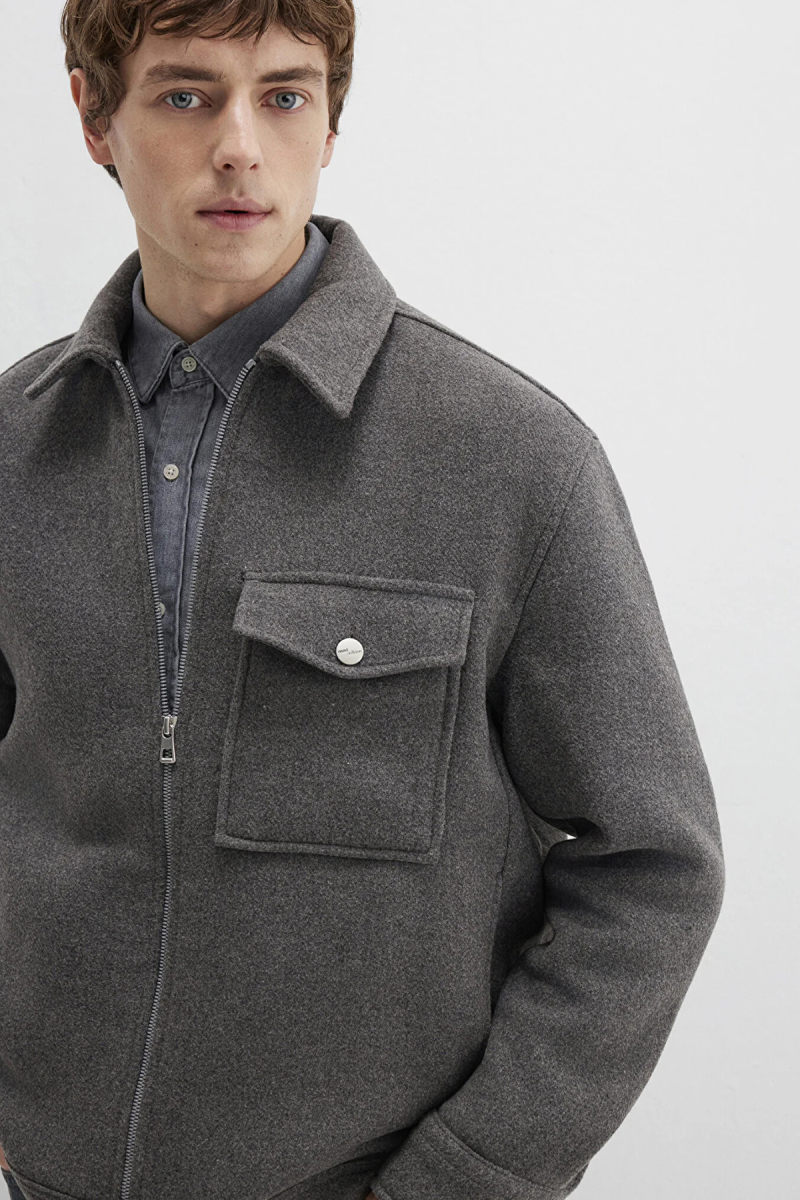 Mavi Erkek Yün Karışımlı Gömlek M0211804 Koyu Gri Koyu Gri