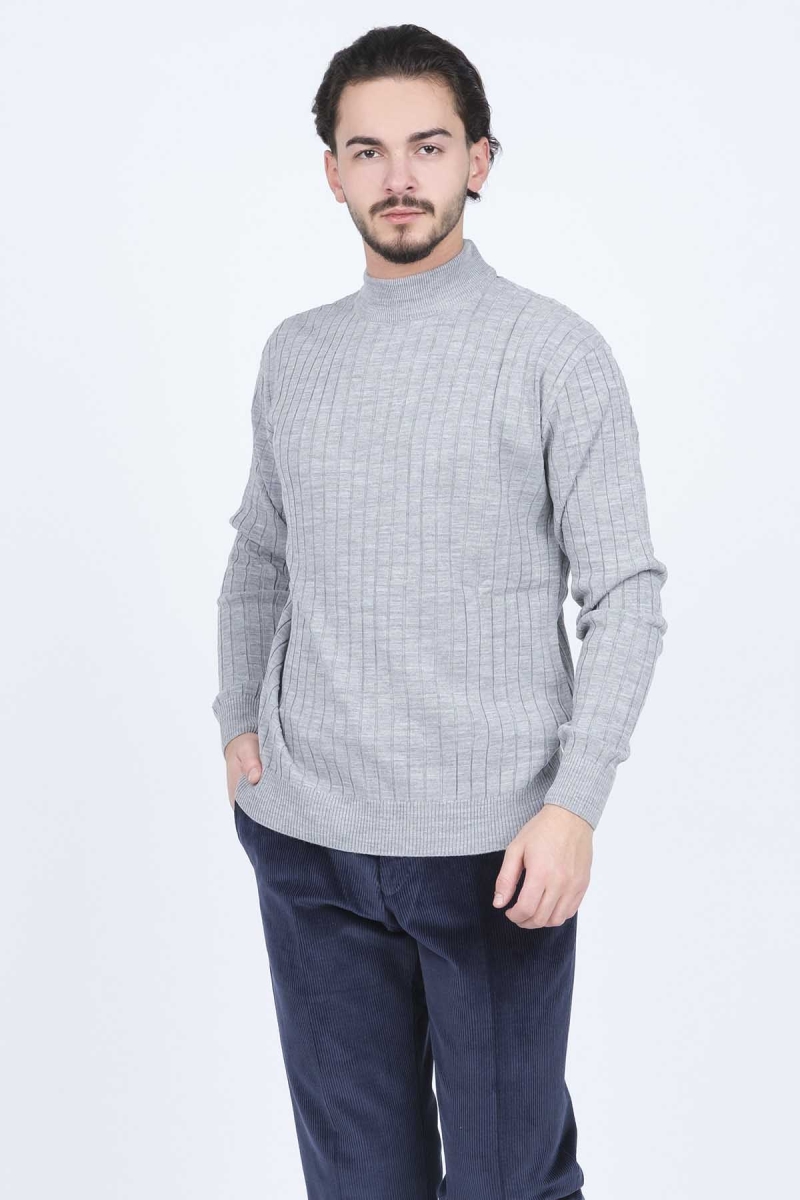 Metropolitan Erkek Fitilli Yarım Balıkçı Triko Kazak 6244018 Gri Gri