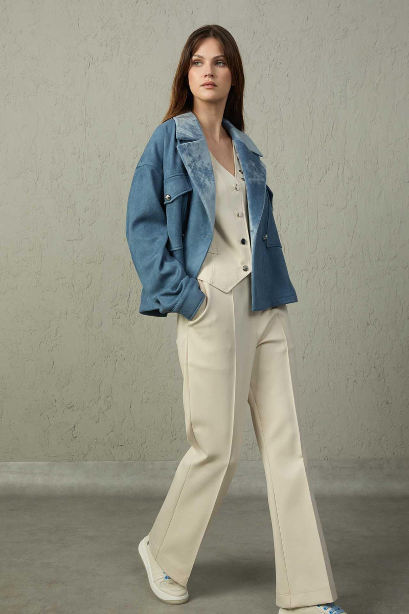 Mezzura Kadın Beli Lastikli İspanyol Paça Pantolon 1580 Taş Taş