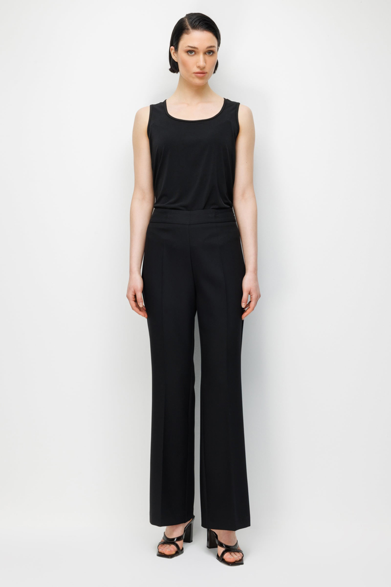 Moda İlgi Kadın İspanyol Paça Dokuma Pantolon 5012 Siyah Siyah