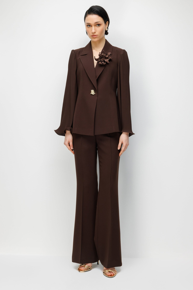 Moda İlgi Kadın Krep Kumaş İspanyol Paça Pantolon 5025 Kahverengi Kahverengi