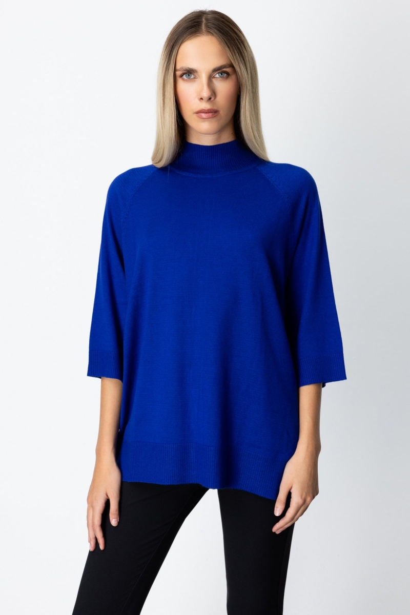 On Kadın Arkası Düğmeli Truvakar Kol Kazak 65310 Saks Saks