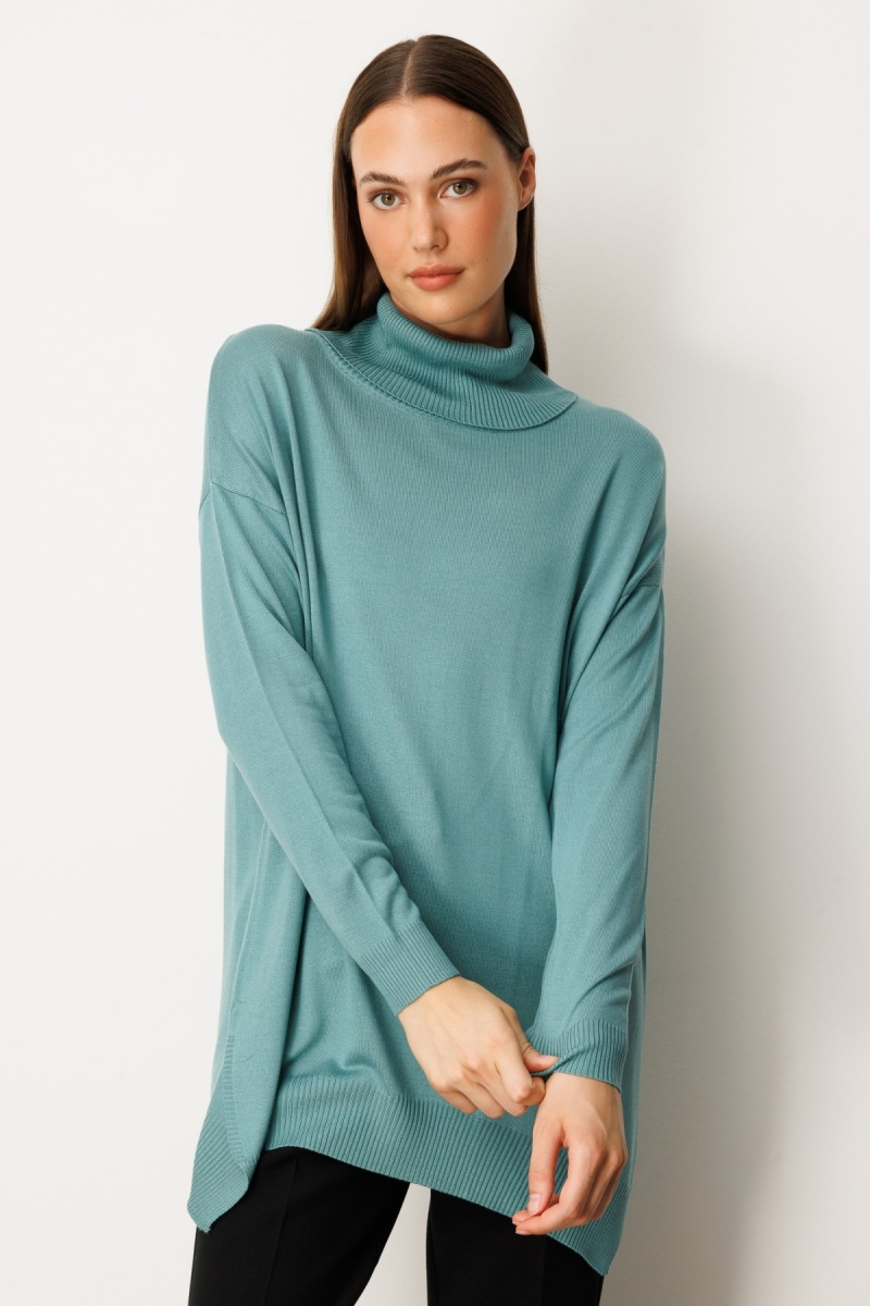 On Kadın Balıkçı Yaka Tunik 65317 Mint Mint