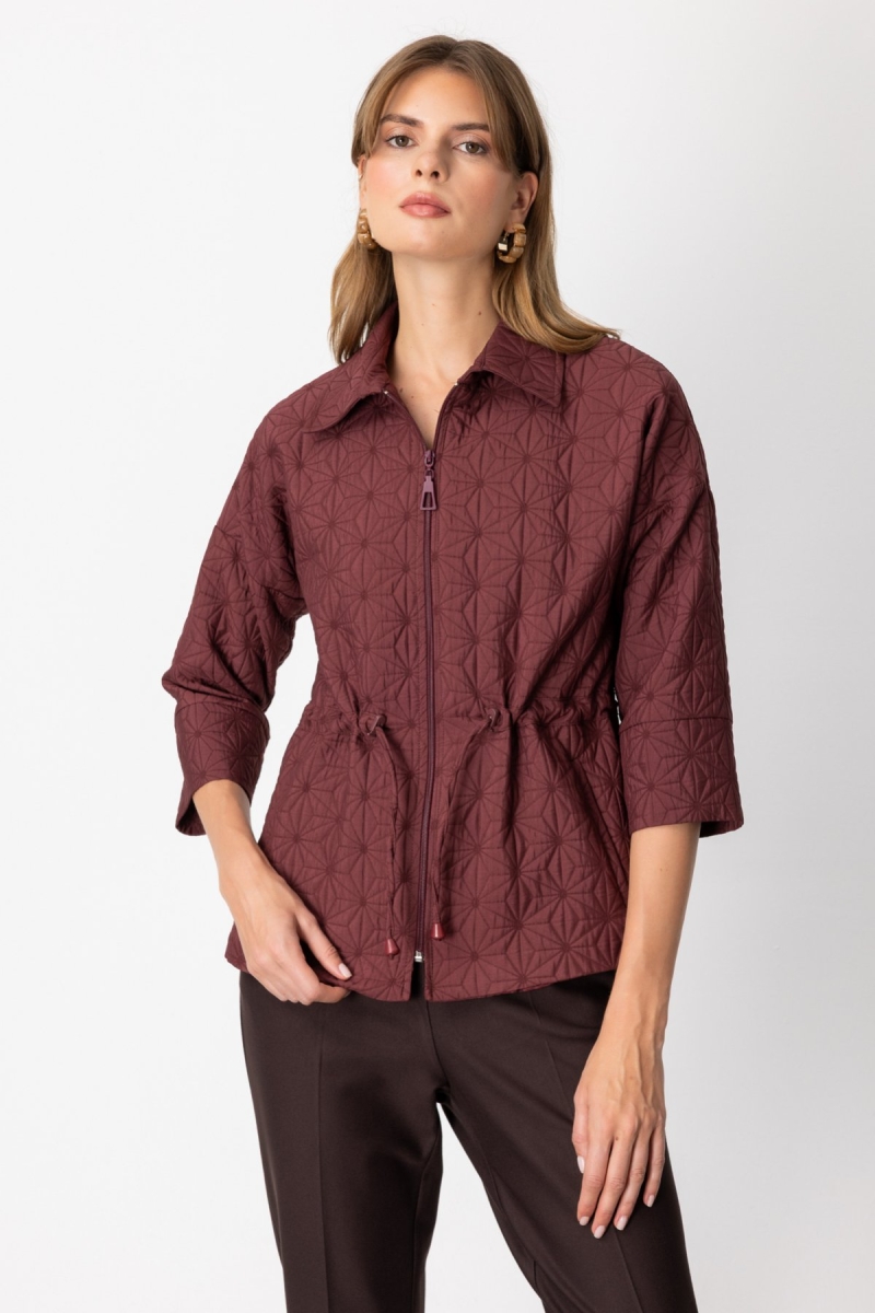 On Kadın Beli İpli Kapitone Ceket 62500 Bordo Bordo