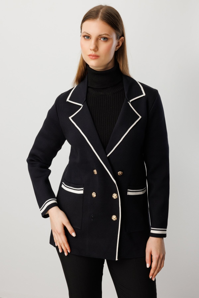 On Kadın Büyük Beden Ceket Yaka Torba Cepli Hırka 60906 Siyah Siyah