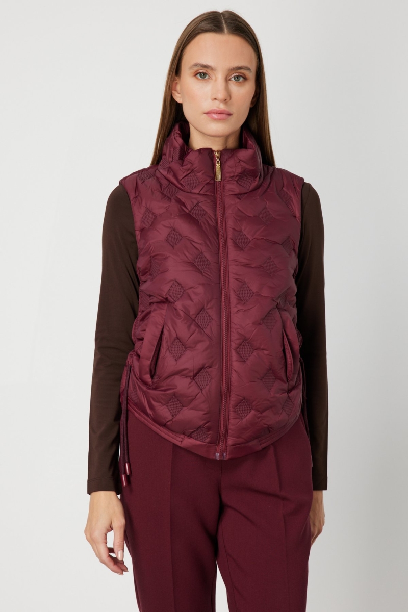 On Kadın Dik Yaka Şişme Yelek 60997 Bordo Bordo