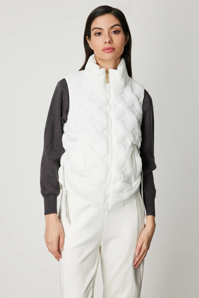 On Kadın Dik Yaka Şişme Yelek 60997 Ekru Ekru