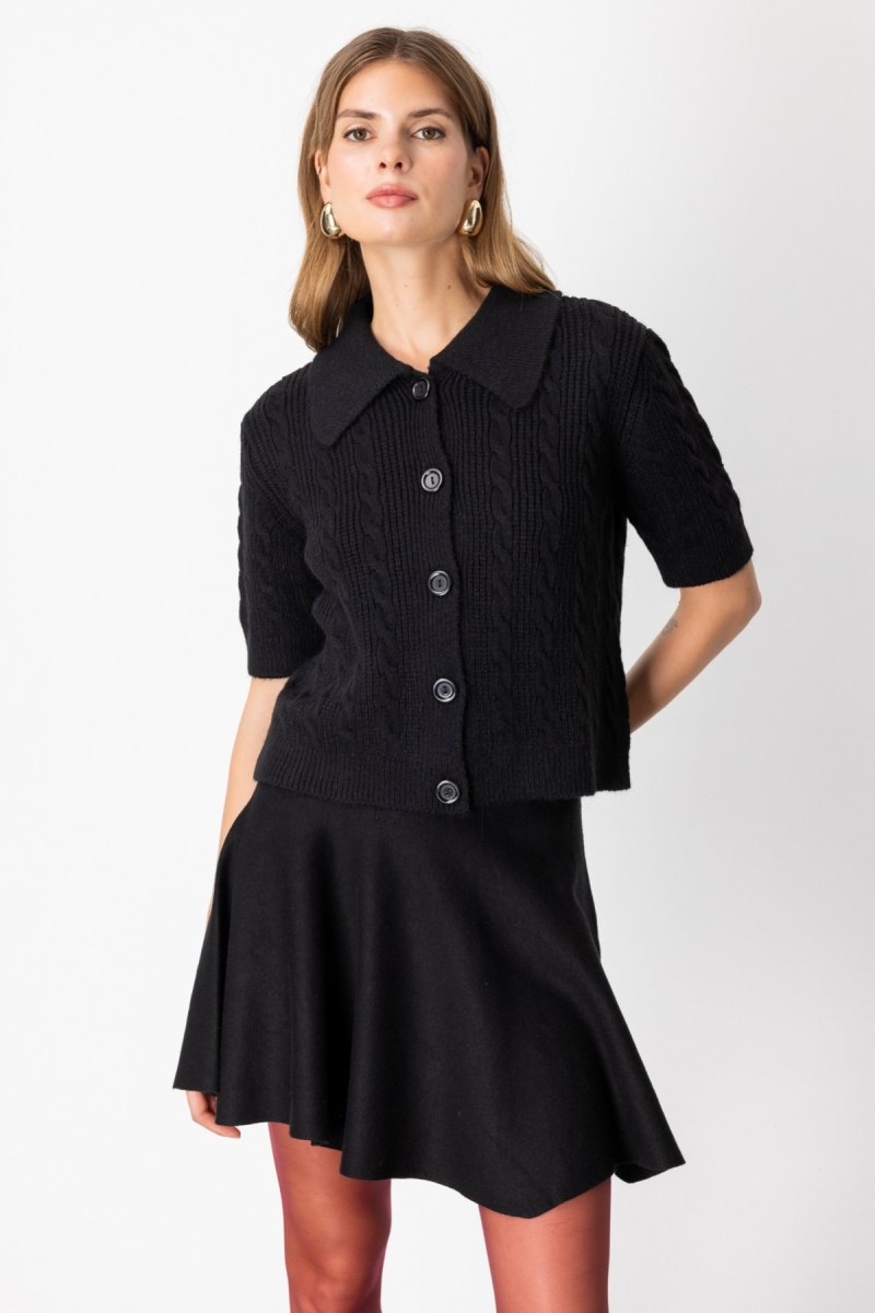On Kadın Kısa Kollu Örme Hırka 65917 Siyah Siyah