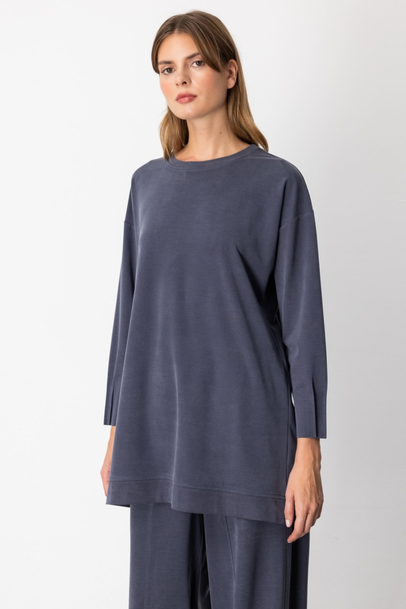 On Kadın Sıfır Yaka Tunik 64308 Lacivert Lacivert