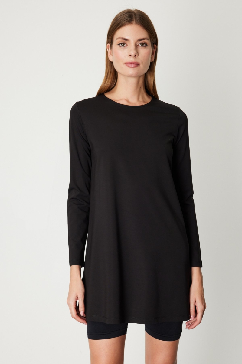 On Kadın Uzun Kollu Basic Tunik 61421 Siyah Siyah