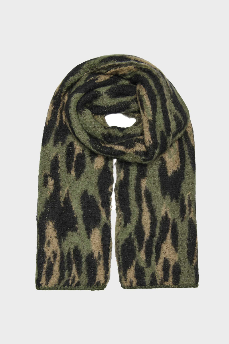 Only Kadın Desenli Yumuşak Dokulu Örme Atkı 15350197 Haki Haki