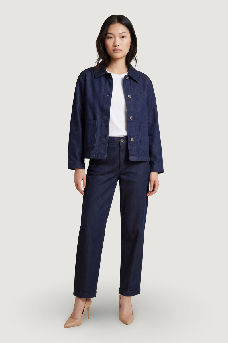 Only Kadın Onlashby Çift Cepli Düğmeli Jean Ceket 15364598 Koyu Mavi Koyu Mavi