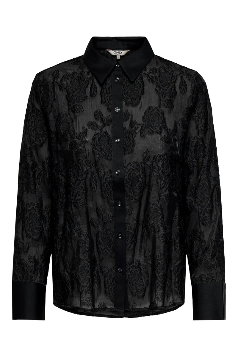 Only Kadın Onlava Uzun Kollu Dantel Detaylı Gömlek 15354748 Siyah Siyah