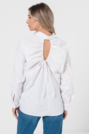 Only Kadın Onlcelıne Sırt Detaylı Pamuklu Uzun Kol Gömlek 15306833 Beyaz Beyaz