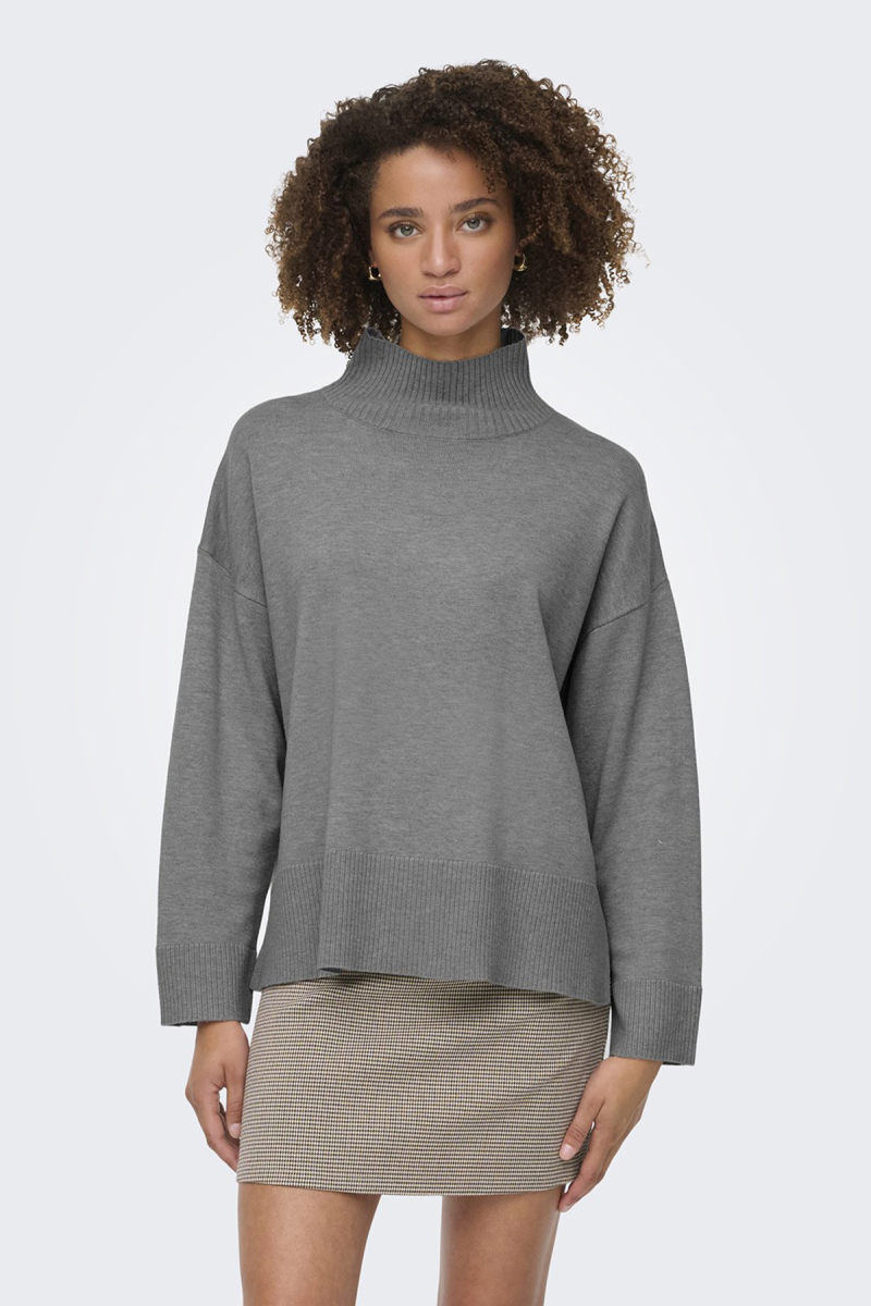 Only Kadın Onlcoco Balıkçı Yaka Uzun Kollu Örme Kazak 15349969 Gri Gri