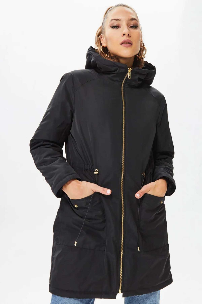 Only Kadın Onldahlıa Kapüşonlu Tam Fermuarlı Parka 15208727 Siyah Siyah