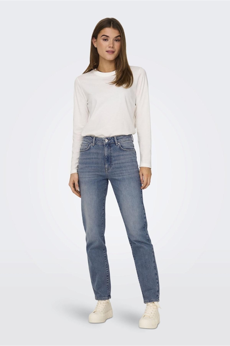 Only Kadın Onlemıly Yüksek Bel Normal Kesim Jean Pantolon 15283928 Mavi Mavi