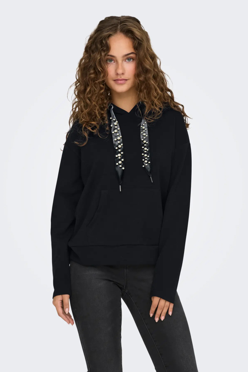 Only Kadın Onlfancy Kapüşonlu Kanguru Cepli Sweatshirt 15303838 Siyah Siyah