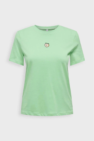 Only Kadın Onlfoodıe Baskı ve Yazı Detaylı Kısa Kol %100 Pamuk T-Shirt 15316728 Yeşil Yeşil