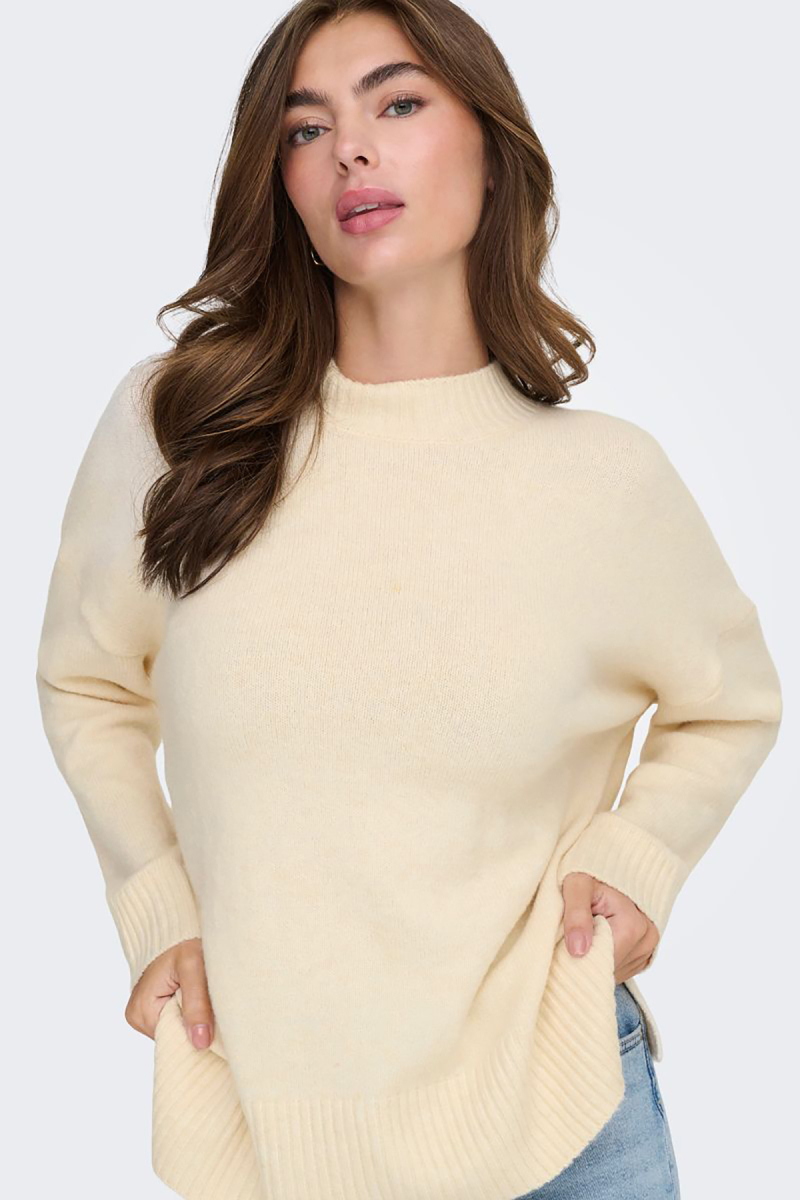 Only Kadın Onlhazel Yarım Balıkçı Oversize Yünlü Örme Kazak 15352853 Krem Krem