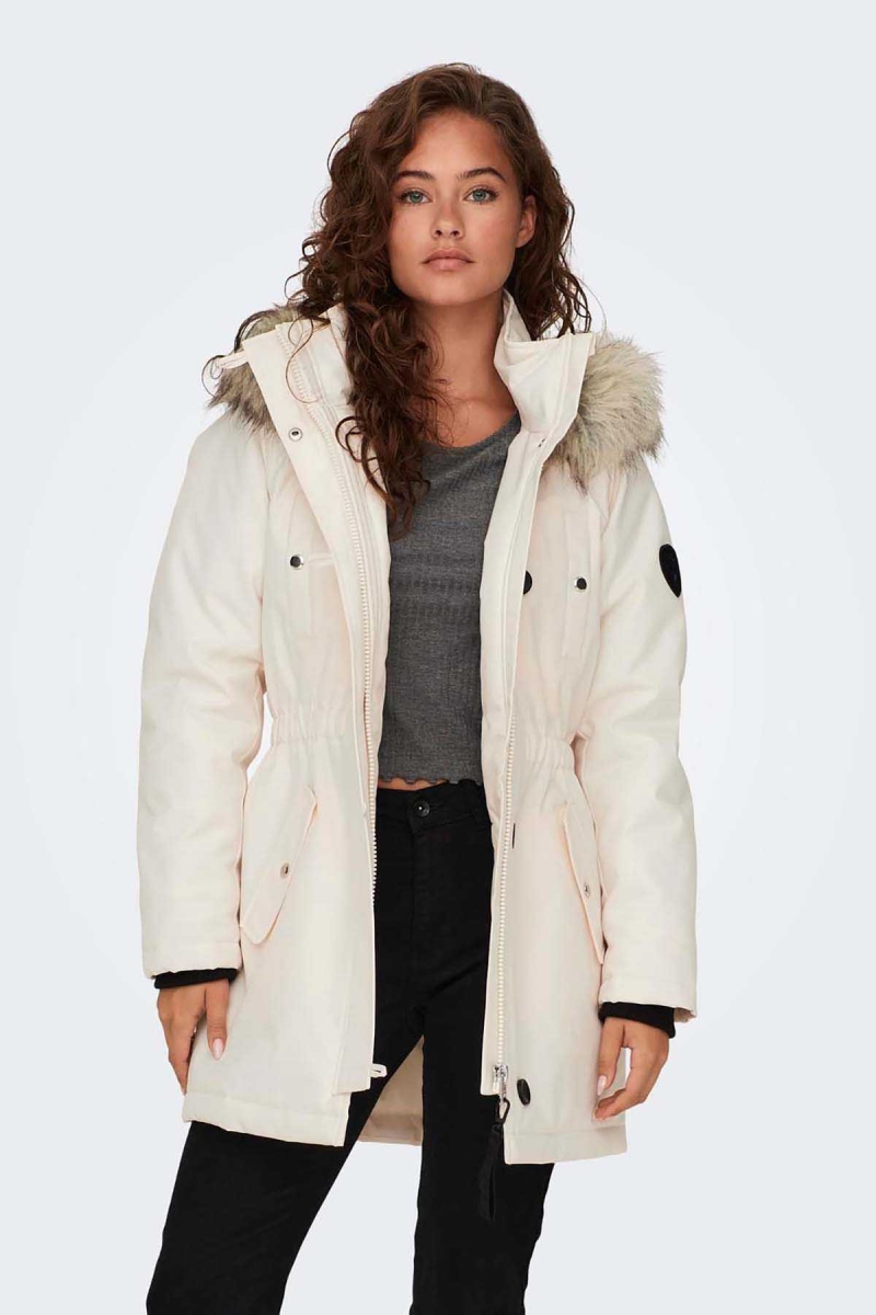 Only Kadın Onlırıs Kapüşonlu Parka 15304625 Krem Krem