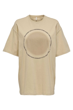 Only Kadın Onlluna Rahat Kesim Bisiklet Yaka T-Shirt 15286655 Camel Camel