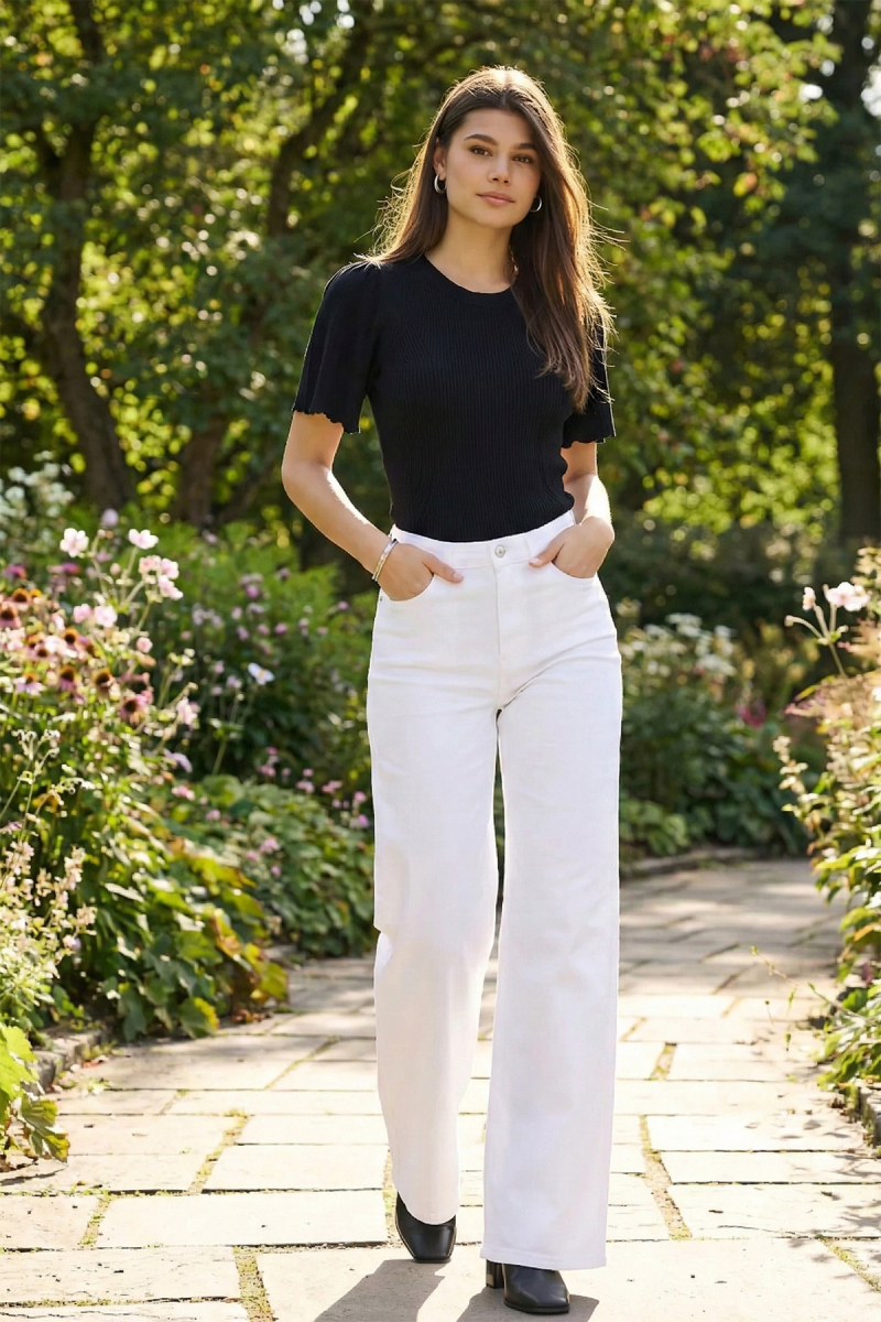 Only Kadın Onlmadıson Rahat Kesim Yüksek Bel Jean Pantolon 15310632 Beyaz Beyaz