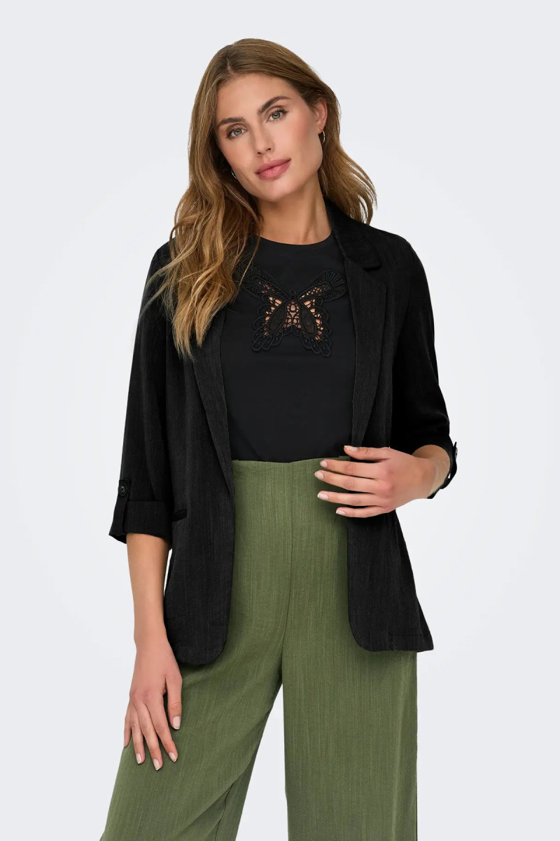 Only Kadın Onlmarsa Ön Cep Detaylı Uzun Rahat Kalıp Ceket 15308084 Siyah Siyah