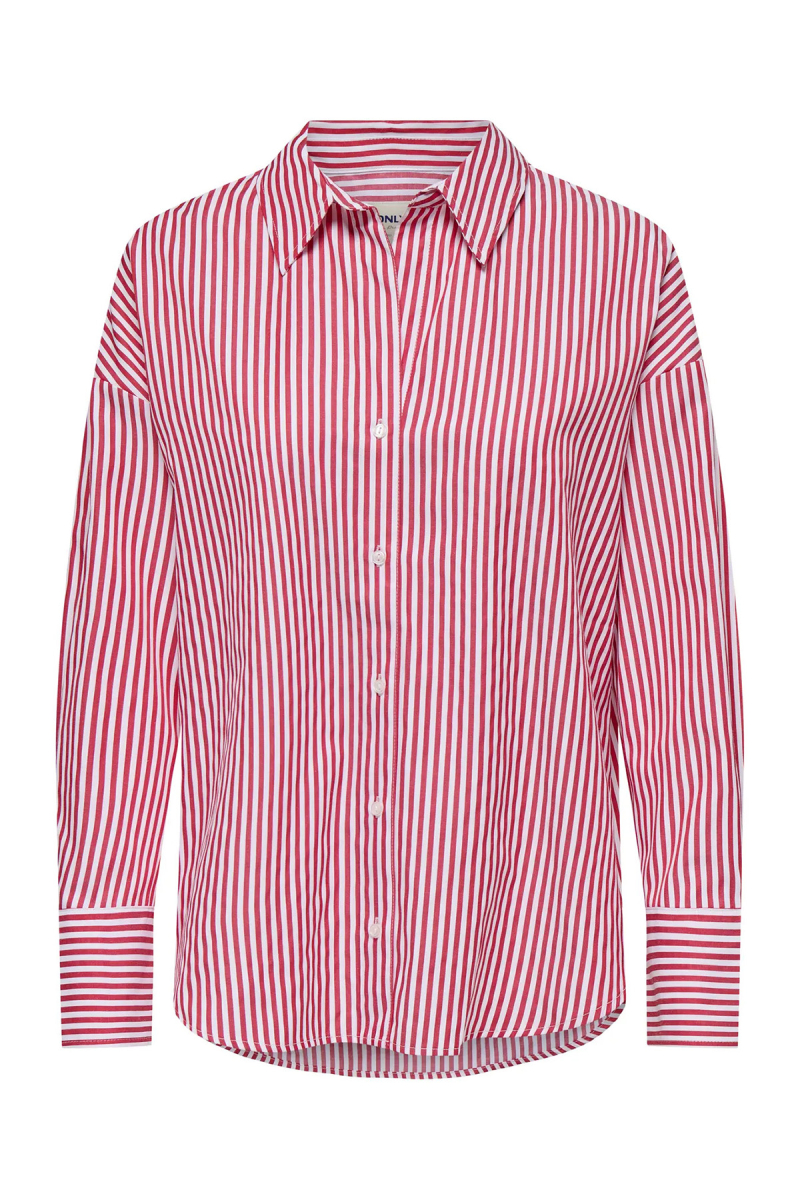 Only Kadın Onloregon Uzun Kollu Regular Fit Gömlek 15314330 Kırmızı Kırmızı