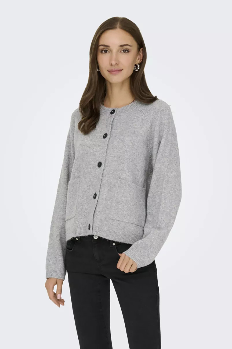 Only Kadın Onlpıemonte Sıfır Yaka Torba Cepli Yünlü Hırka 15344118 Açık Gri Açık Gri