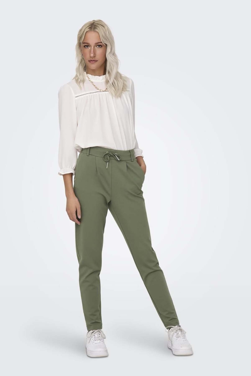 Only Kadın Onlpoptrash Belden Bağlamalı Pantolon 15115847 Koyu Yeşil Koyu Yeşil