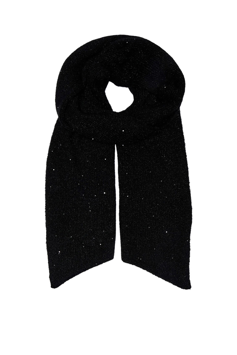 Only Kadın Onlsola Simli ve Pul Detaylı Yün Atkı 15349813 Siyah Siyah