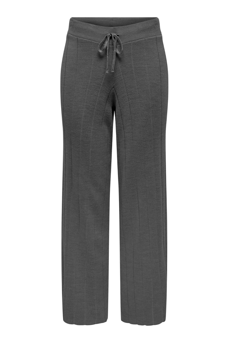 Only Kadın Onltess İp Detaylı Rahat Kalıp Örme Pantolon 15327675 Koyu Gri Koyu Gri