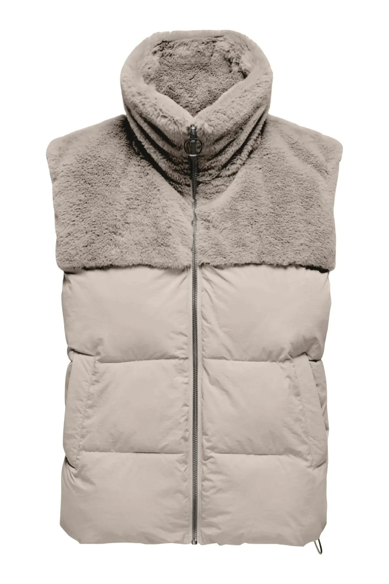 Only Kadın Onlwanja Dik Yaka Peluş Detaylı Yelek 15322053 Krem Krem