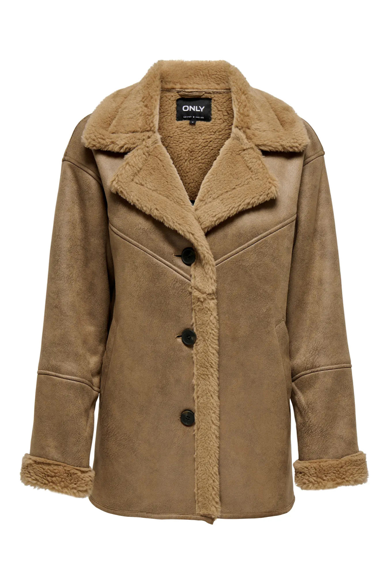 Only Kadın Yakası ve İçi Kürklü Süet Mont 15322037 Vizon Vizon
