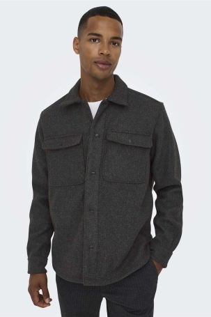 Only & Sons Erkek Onsash Regular Fit Çift Cep Gömlek 22023564 Siyah Siyah