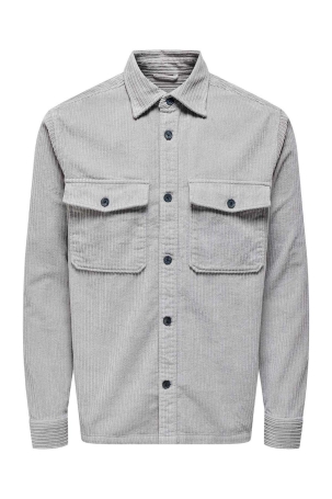 Only & Sons Erkek Onsledger Fitilli %100 Pamuk Kadife Gömlek 22027289 Gri Gri