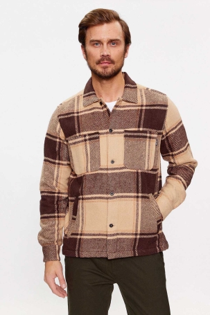 Only & Sons Erkek Onsmace Regular Fit Yan Cep Detaylı Gömlek 22026663 Kahverengi Kahverengi