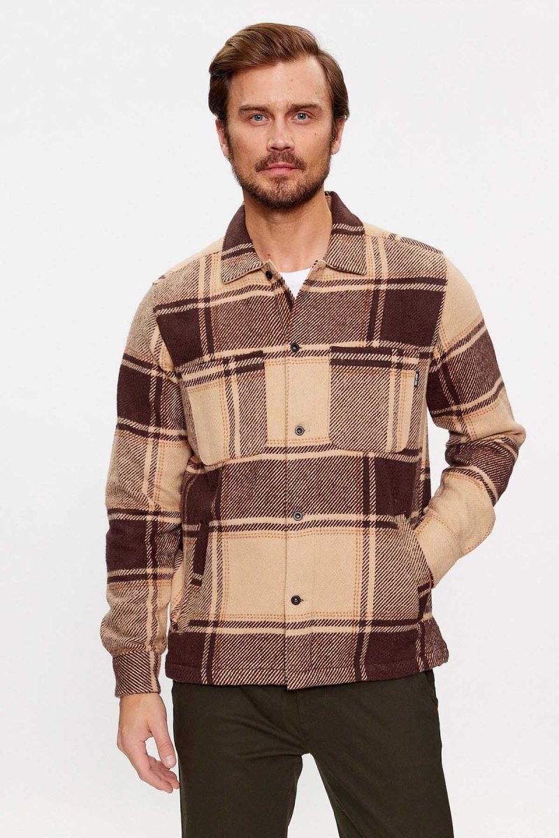 Only & Sons Erkek Onsmace Regular Fit Yan Cep Detaylı Gömlek 22026663 Kahverengi Kahverengi