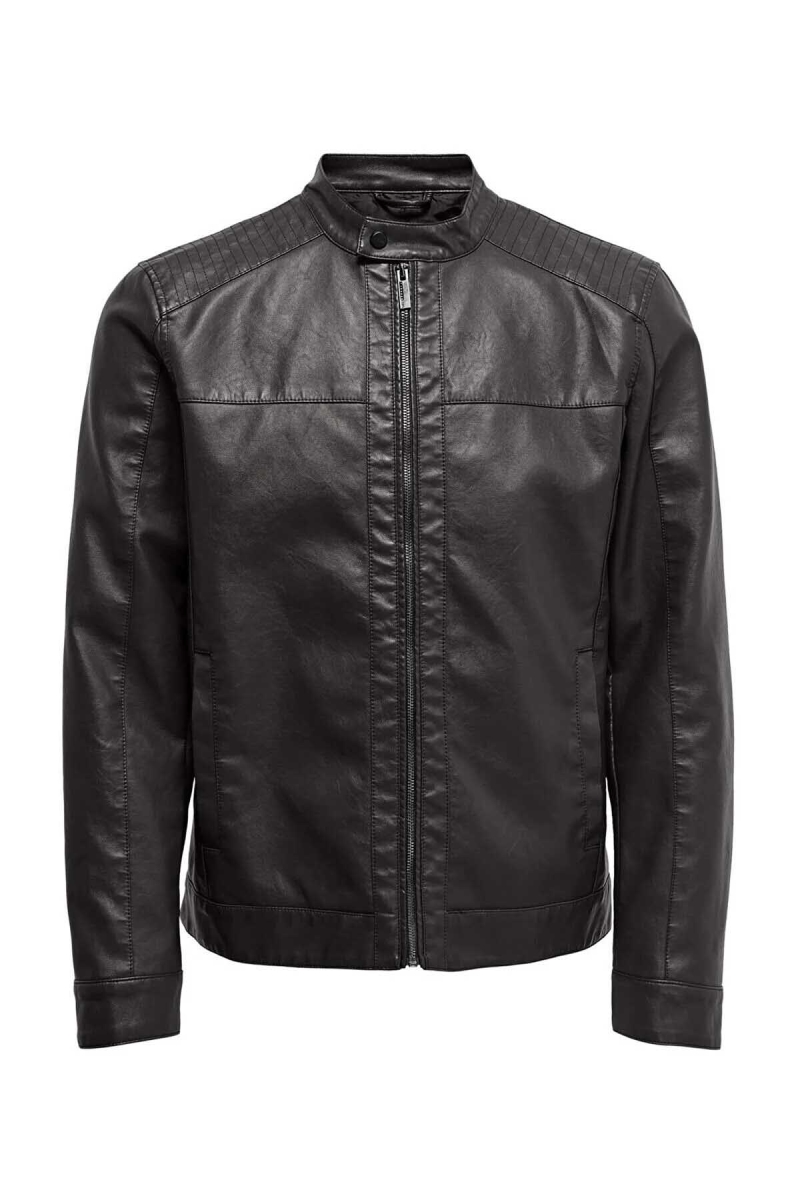 Only & Sons Erkek Onsmıke Deri Ceket 22012339 Siyah Siyah