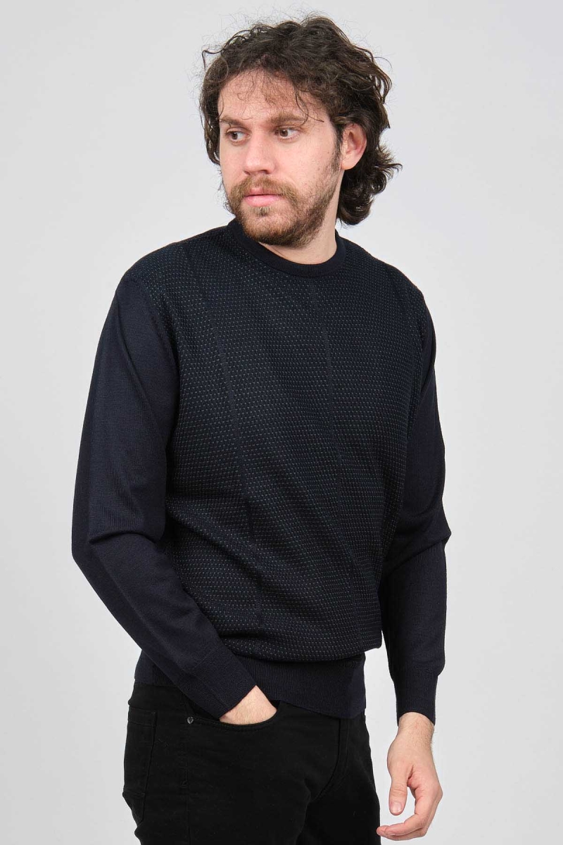 Pave Erkek Bisiklet Yaka Desenli Yün Kazak 4537063 Laci - Yeşil Laci - Yeşil