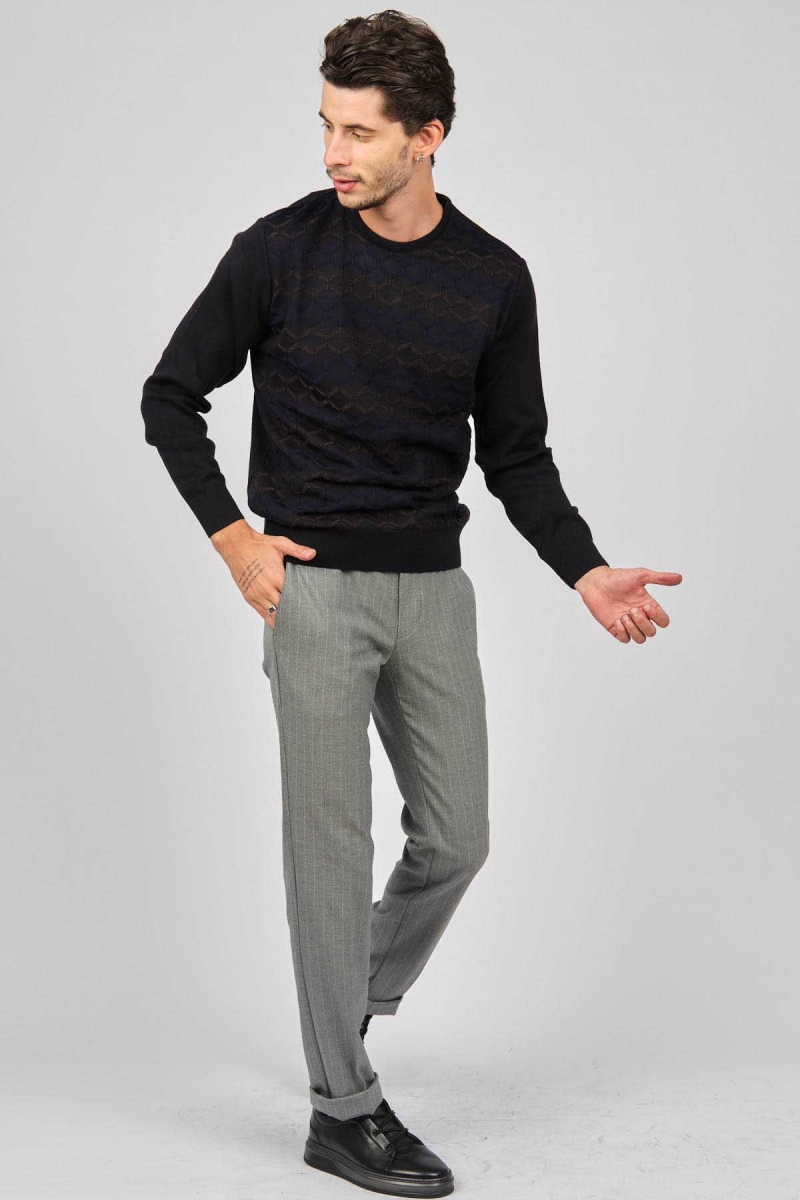 Pave Erkek Desenli Yünlü Kazak 4539153 Lacivert Lacivert