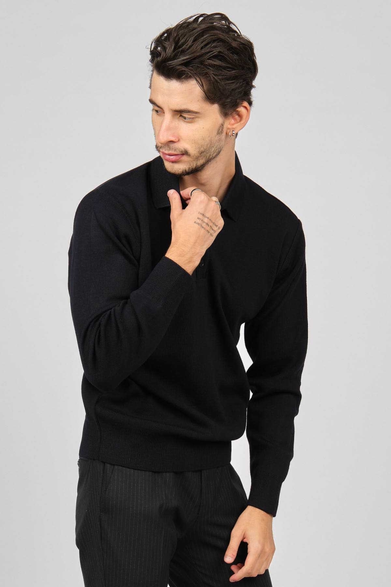 Pave Erkek Polo Yaka Yün Kazak 4358104 Lacivert Lacivert