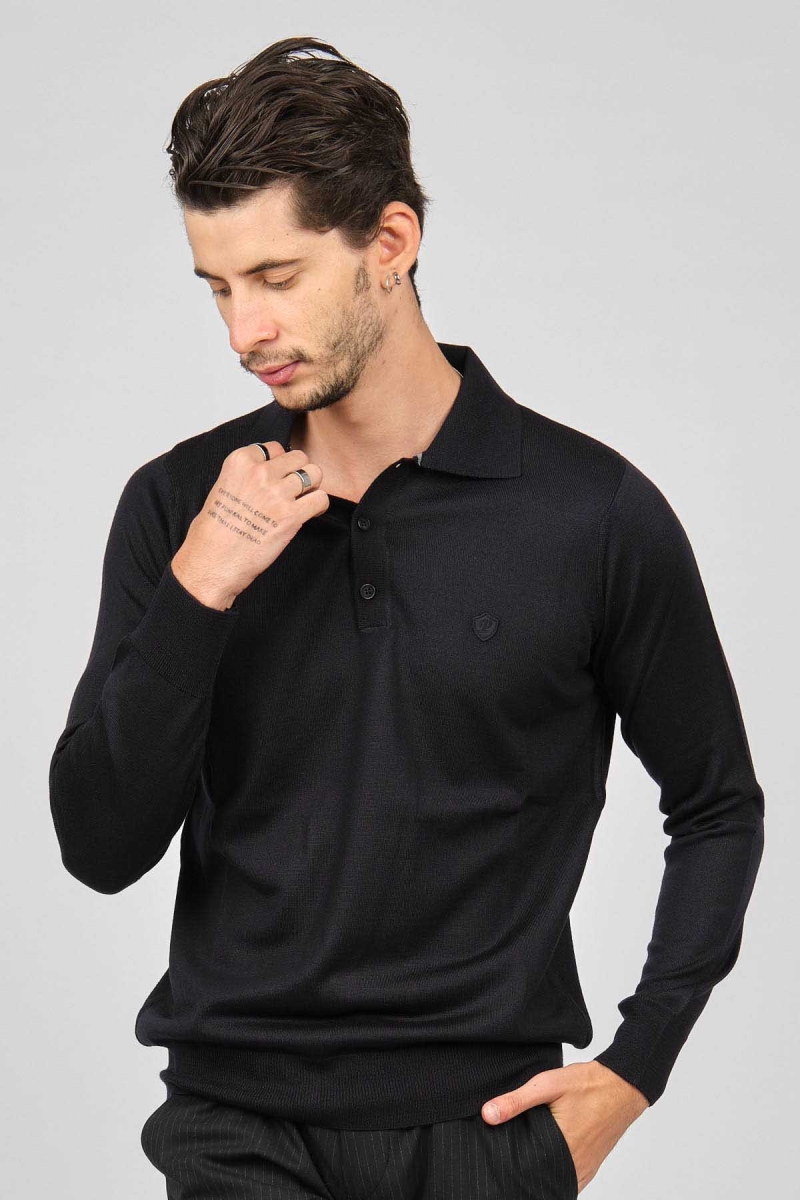 Pave Erkek Polo Yaka Yün Kazak 4534164 Lacivert Lacivert