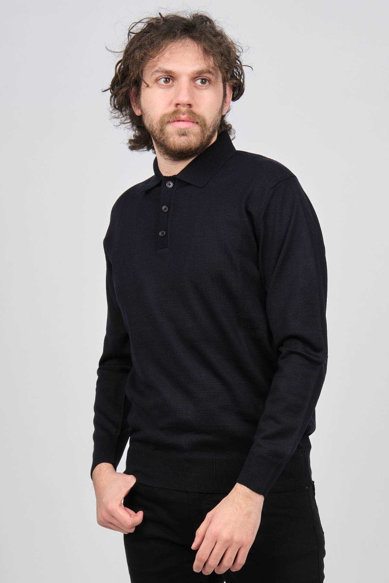 Pave Erkek Polo Yaka Yün Kazak 4538004 Lacivert Lacivert