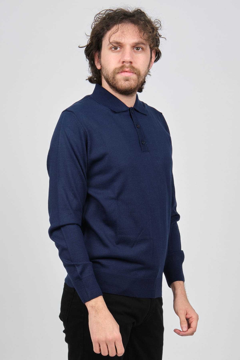 Pave Erkek Polo Yaka Yün Kazak 4538004 Saks Saks