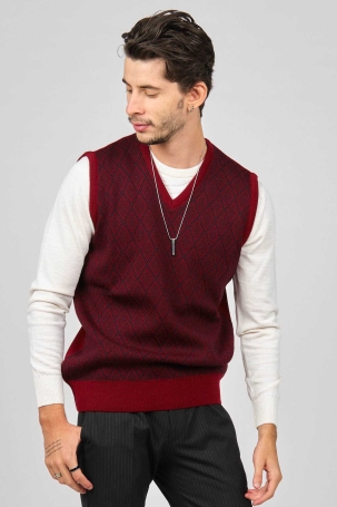 Pave Erkek V Yaka Yünlü Süveter 4539051 Bordo Bordo