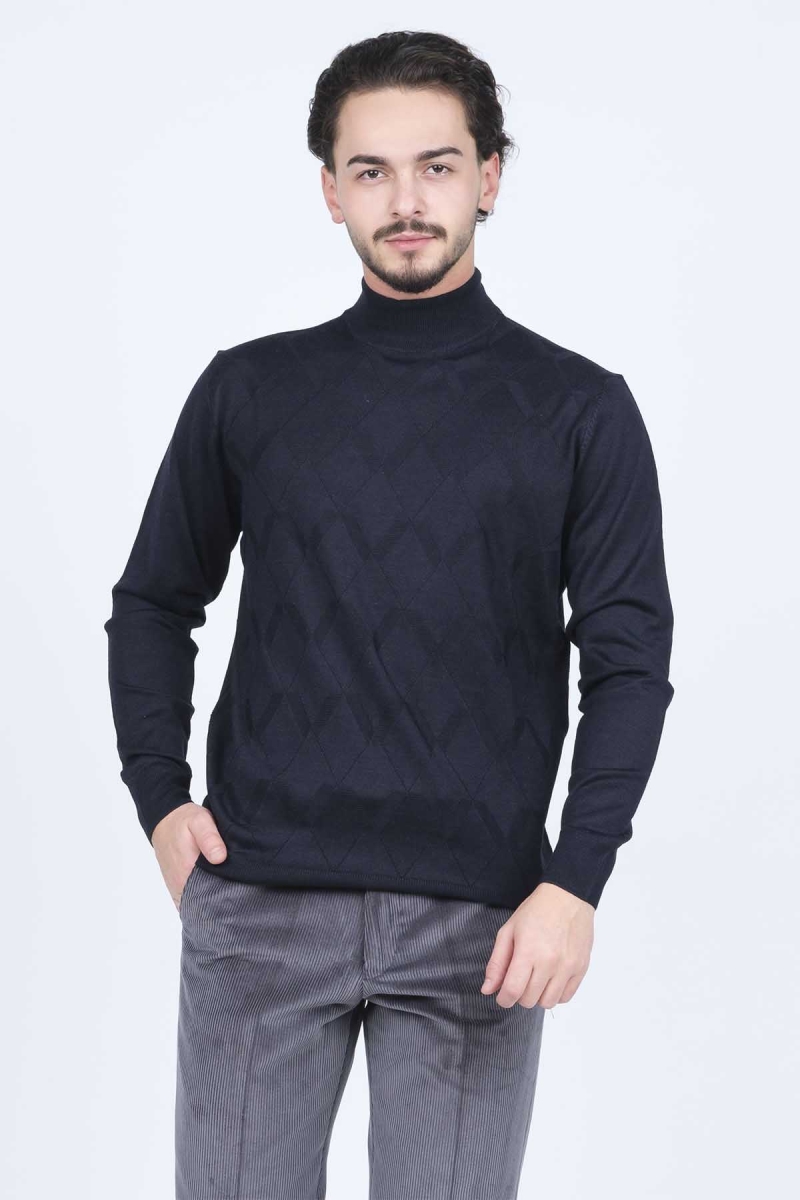 Pave Erkek Yarım Balıkçı Triko Yün Kazak 4533120 Lacivert Lacivert